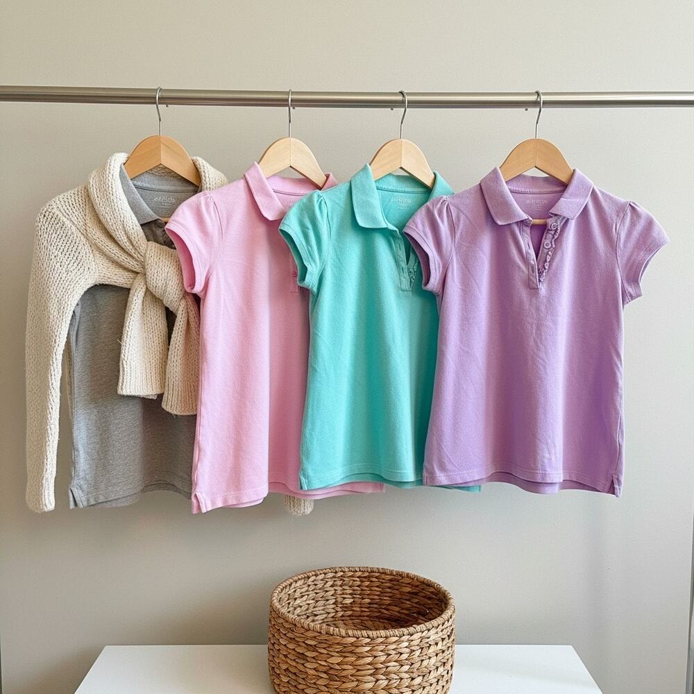 Girls Polo Shirt Lot 4-Size 10/12-Pastel-Preppy-School Uniform-Children's Place